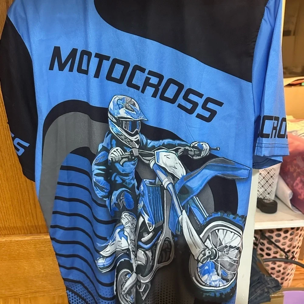 Blue and Black Motocross Graphic Shirt